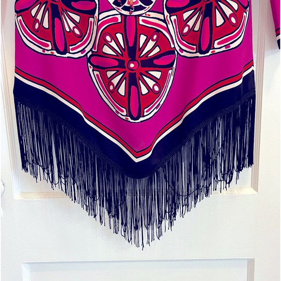 Chelsea & Violet - Long Sleeve Magenta Dress with Fringe - Picture 2 of 10